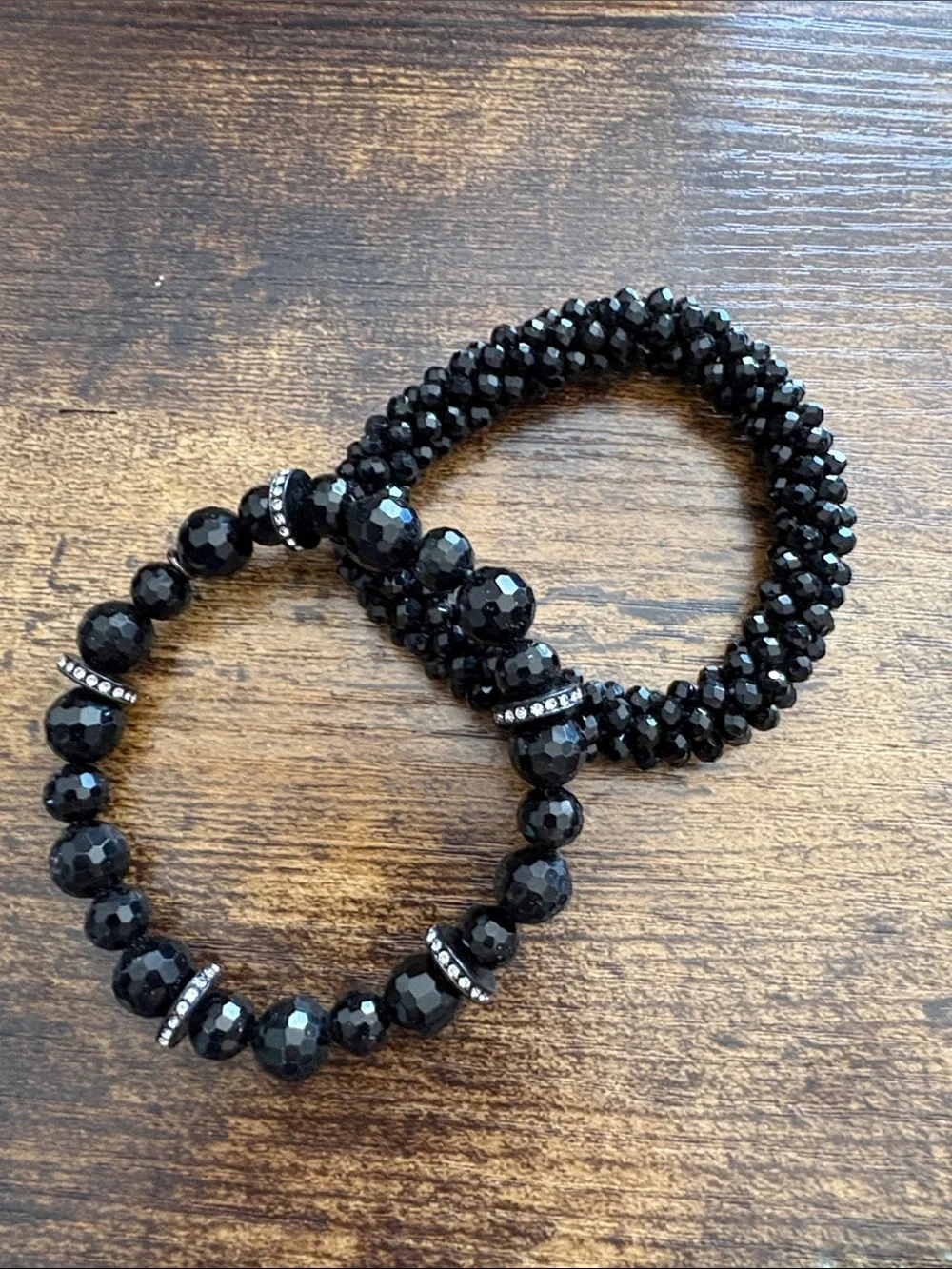 Simply Vera—Mixed Bead Stretch Bracelet Set - Black, Gold, Aqua, Gray